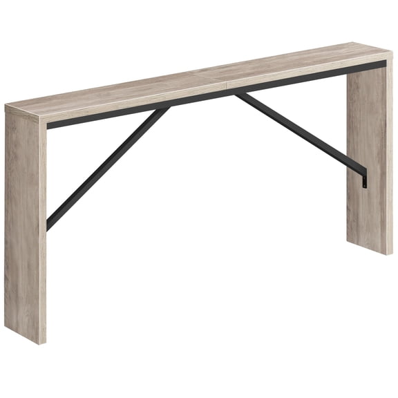 Greige Console Table With Black Metal X-Frame, 62.2 Long Industrial Narrow