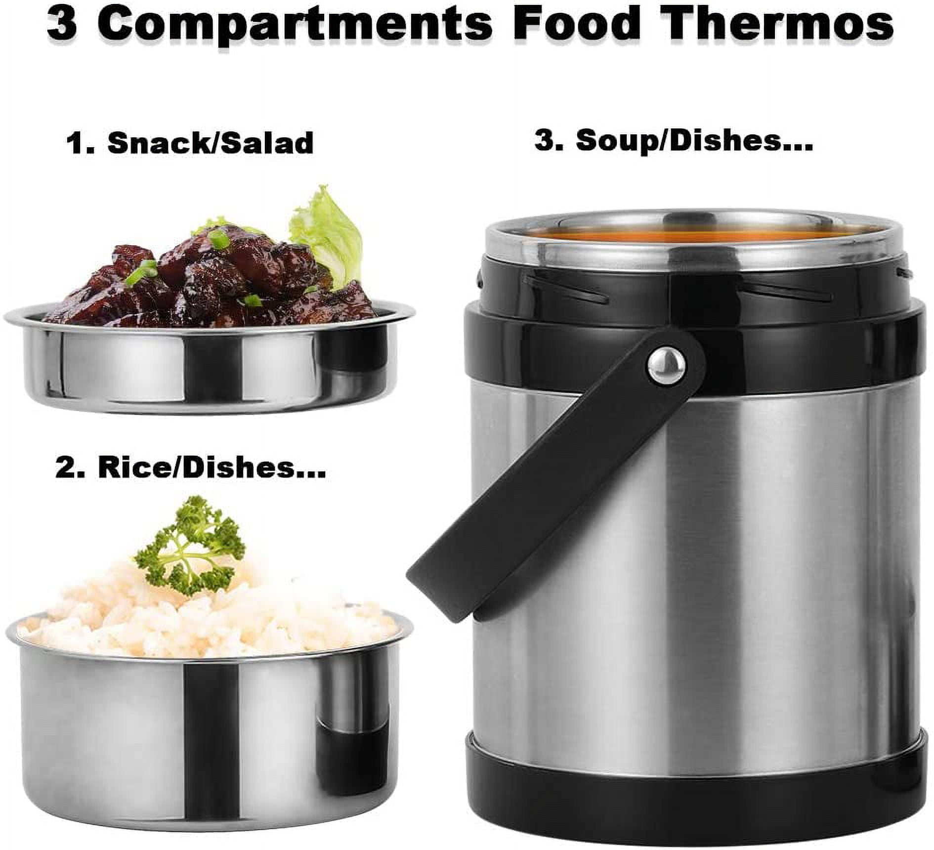 NEX Food Jar 75Ounce Wide Mouth Stainless Steel Vacuum Insulated Lunch Thermos Silver