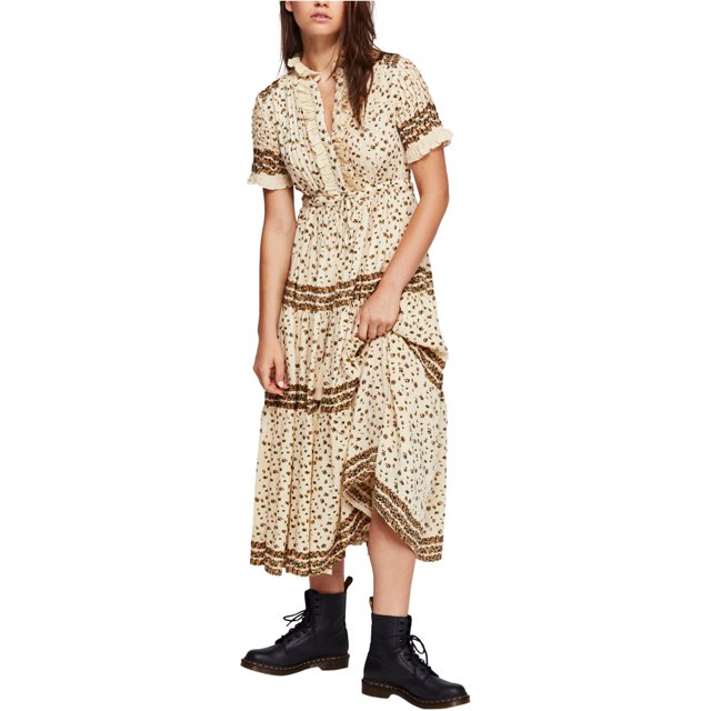 Free People Womens Rare Feeling Maxi Vestido, Marrón, Grande Free People Maxi