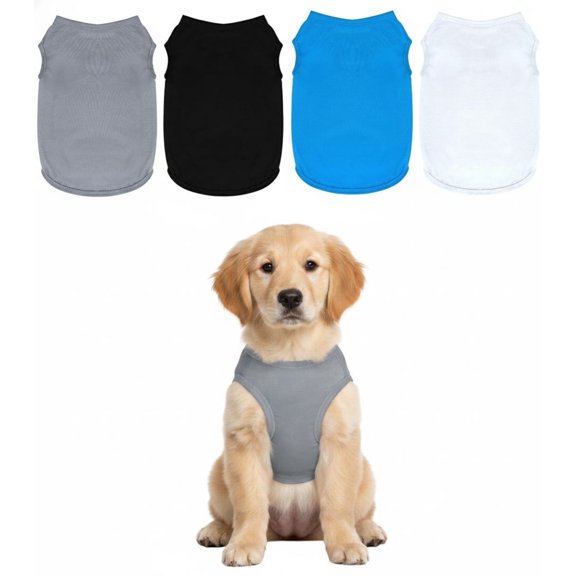 4 Pack Sleeveless Dog Shirts Breathable Summer Apparel DIY Pattern Outfits for Small Pets Puppy Cat
