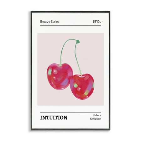 Stupell Industries Intuition Phrase Cherries Fashion Painting Black Framed Art Print Wall Art, 12 x 18