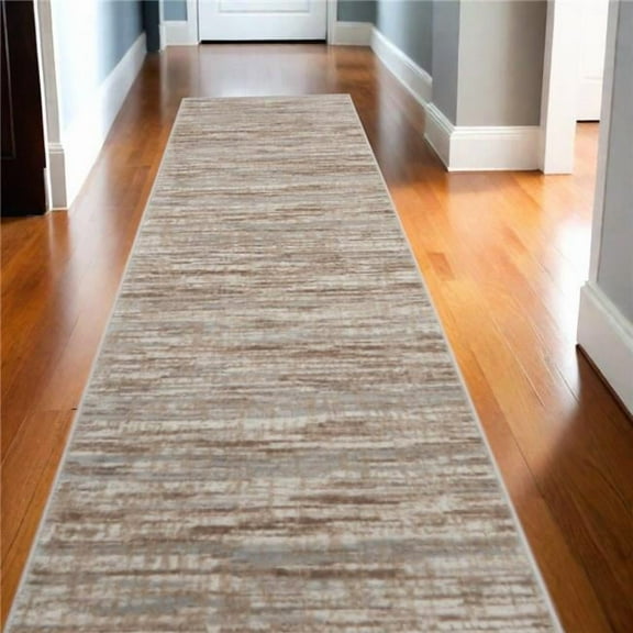 HomeRoots 564166 16 ft. Abstract Non Skid Runner Rug, Ivory & Gray