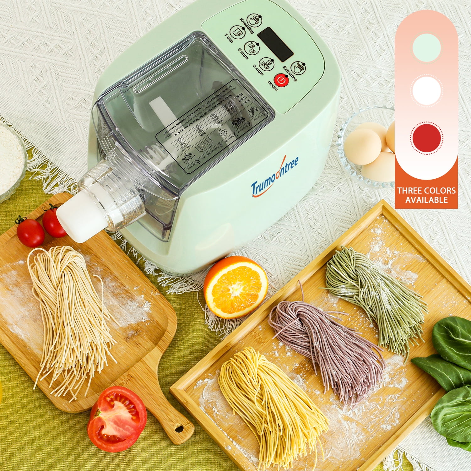YINXIER Green Electric Pasta Noodle Maker Automatic Pasta Machine With 12  Noodle Shapes