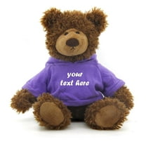 Made by Aliens Brown Frankie Bear 12 Inches, Stuffed Animal Personalized Gift - Great Present for Mothers Day Valentine Day Graduation Day Birthday Christmas - Custom Text on Hoodie (Purple)