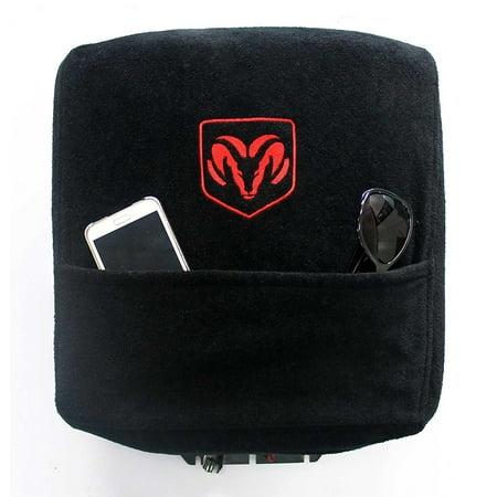 - Seat Armour - Custom Fit Officially Licensed BLACK Center Armrest Console Cover with Ram Embroidered Logo For 2004-2016 Dodge Ram Models With Bucket Seats ONLY
