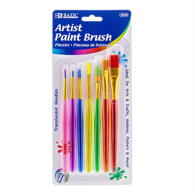 BAZIC PRODUCTS 3990 Pinceau BAZIC avec Manche Translucide (7/Pack)