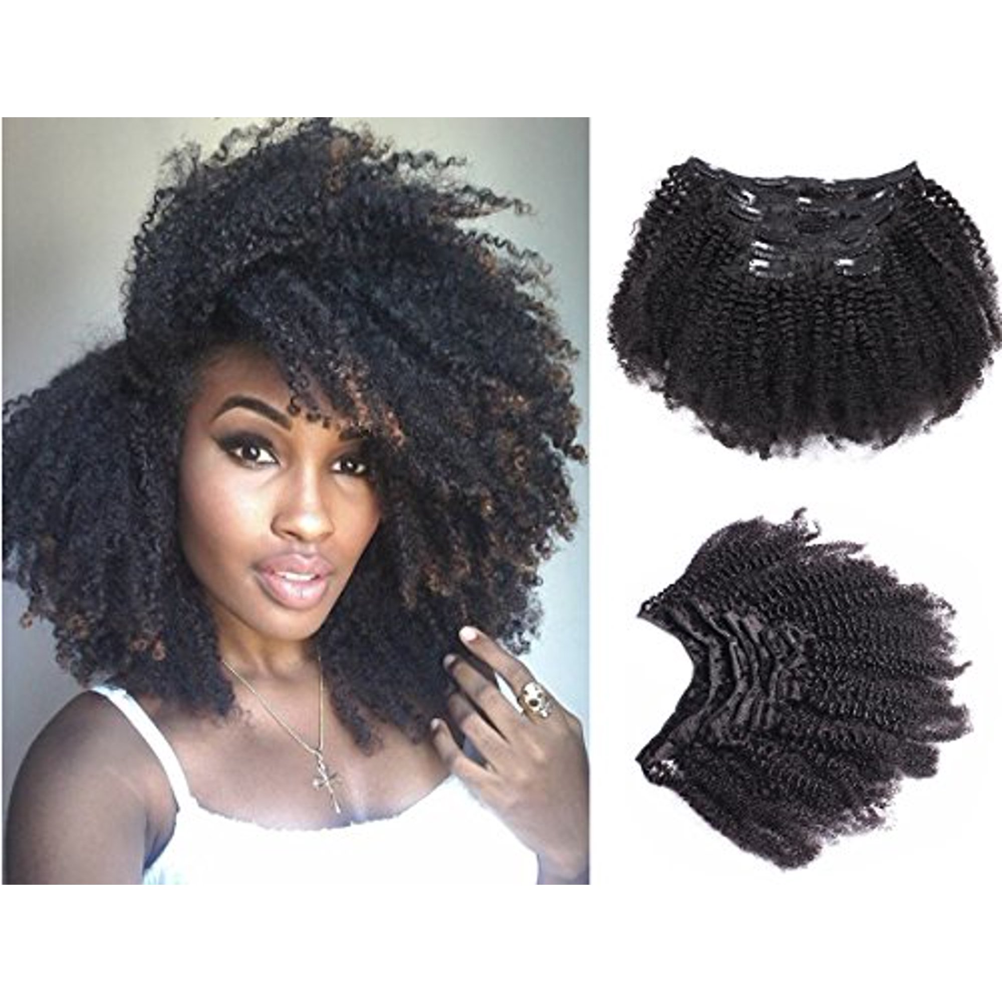 Ms Fenda Afro Kinky Curly 4b 4c Clip In Hair Extensions Brazilian