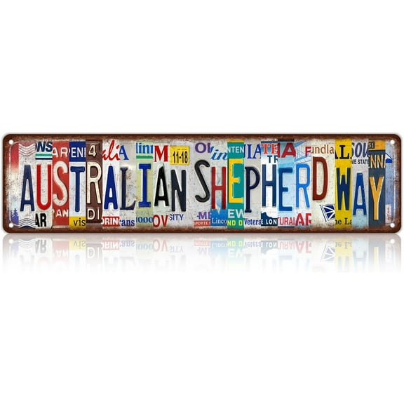 Vintage Australian Shepherd Way Wall Decor Street Signs Metal Tin Signs 16 x 4 Inches