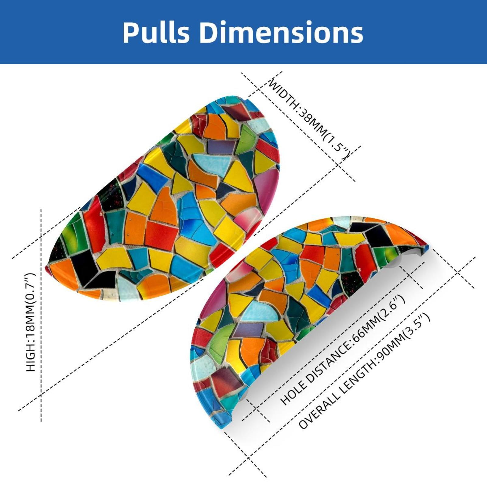 PhooArto 6 Pcs Cup Drawer Pulls, Colorful Mosaic Pattern Shell Shape Handles Cabinet Knobs for Dresser Cupboard Closet Wardrobe with Screws