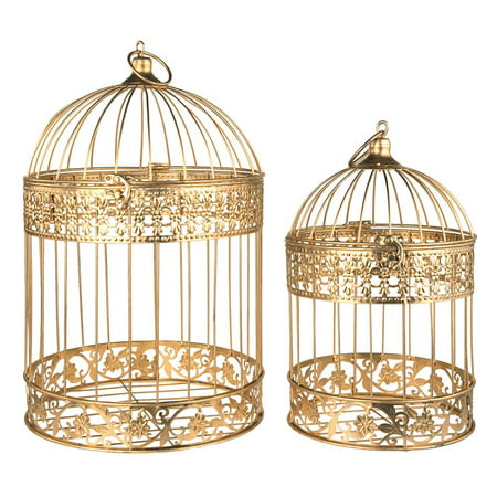 Gold Metal Wedding Bird Cage Centerpiece Large 2 Piece Walmart Com