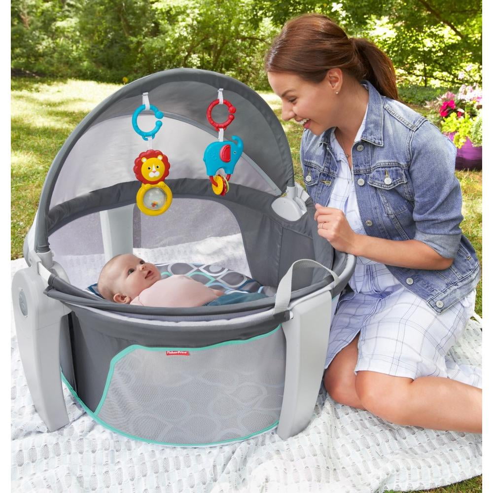 Fisher Price On The Go Baby Dome Grey Bubbles With 2 Removable Toys Walmart Com Walmart Com