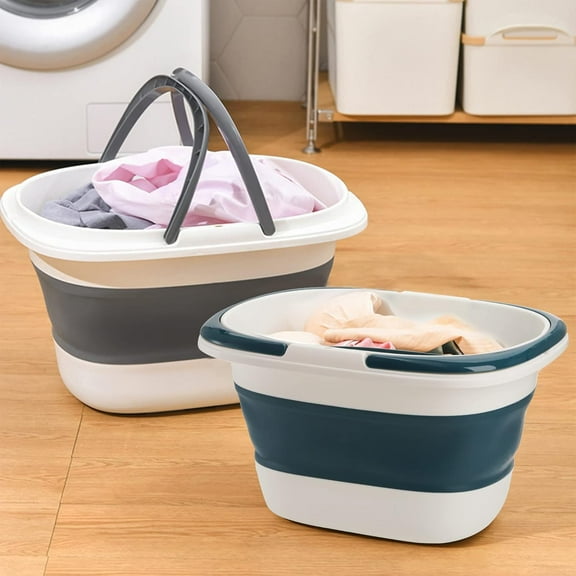 2-Pack 16L/4.2 Gallon Collapsible Plastic Bucket, Foldable Mop Bucket with Handle, Portable Water Pail for House Cleaning & Car Washing