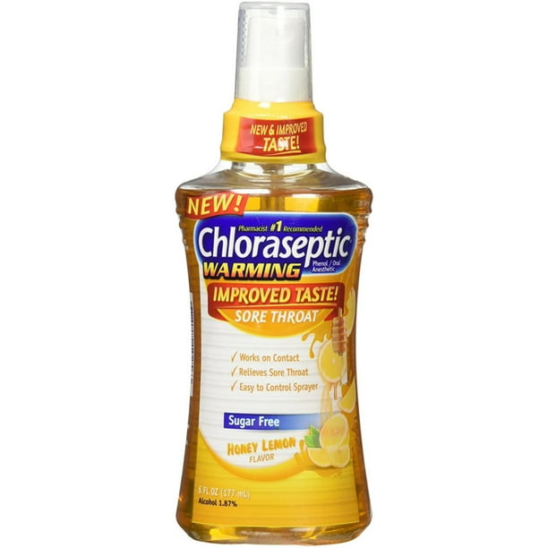 Chloraseptic Warming Sore Throat Spray, Sugar Free, Honey Lemon 6 oz