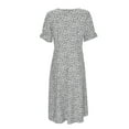 thumbnail image 5 of XDZJLR Robes pour Femmes Imprimé Midi avec Manches Bouffantes et Ourlet Robe Col en V, 5 of 5