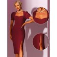 thumbnail image 2 of Vestido Midi Elegante Allegra K Ajustado con Escote Corazón Dividido borgoña XL, 2 of 6
