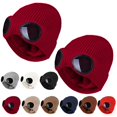 thumbnail image 5 of Sillenn Unisex Goggle Knitted Beanie with Goggles Windproof Warm Winter Skull Cap 2 Pack Soft Thermal Fleece Lined Ski Cap Soft Warm Stretchy Headwear Rib Knit Mask Cold Weather Face Covering Beanie, 5 of 5