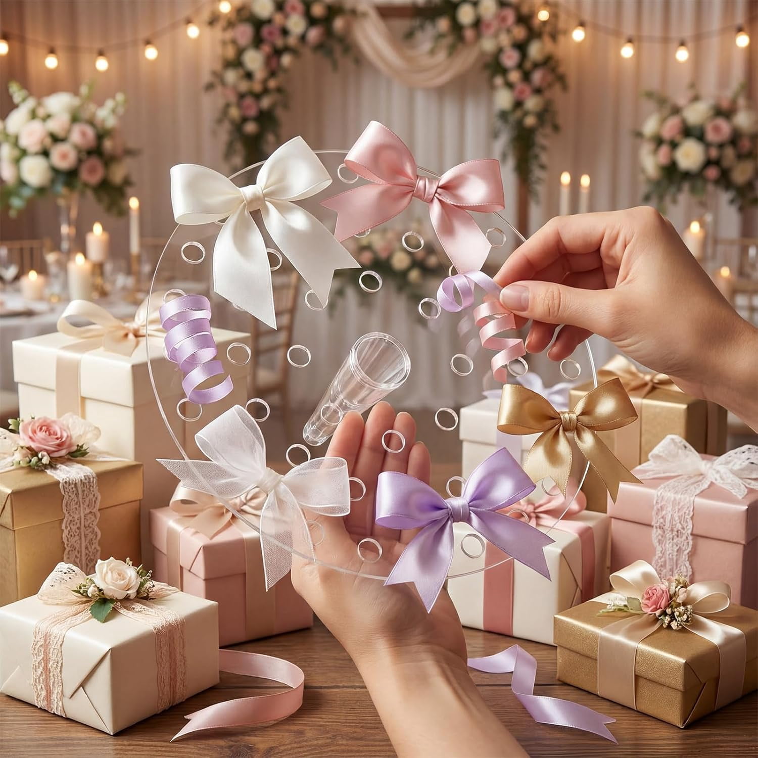 Bridal Shower Ribbon Craft Keepsake Bouquet Wedding Gift Maker Bow for Rehearsal DIY Tradition Decor Bridesmaid Maid of Honor