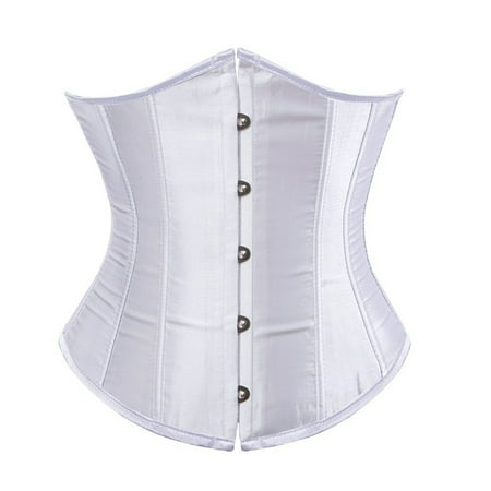 

FOCUSNORM Women s Satin Lace Up Boned Lingerie Bridal Underbust Corset Top Low Back
