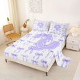 thumbnail image 2 of Manfei Purple Bow Knot Full Size Sheets For Girls,Cartoon Kids Letter Q Initial Print Bed Sheets For Kids,4 Pieces, 2 of 6