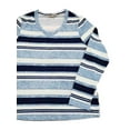 thumbnail image 2 of Womens White Navy Blue Striped Long Sleeve Shirt Top Lightweight Sweater 3X, 2 of 2