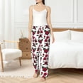 thumbnail image 5 of Uemuo Rose Flowers Pattern Women's Wide Leg Palazzo Lounge Pants with Pockets Light Weight Loose Comfy Casual Pajama Pants-Small, 5 of 9