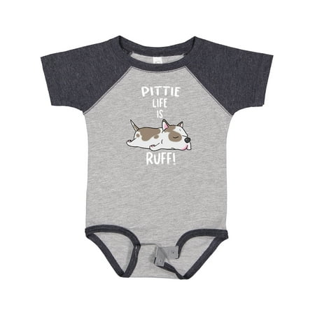 

Inktastic Pittie Life is Ruff! Spotted Pit Bull Gift Baby Boy or Baby Girl Bodysuit