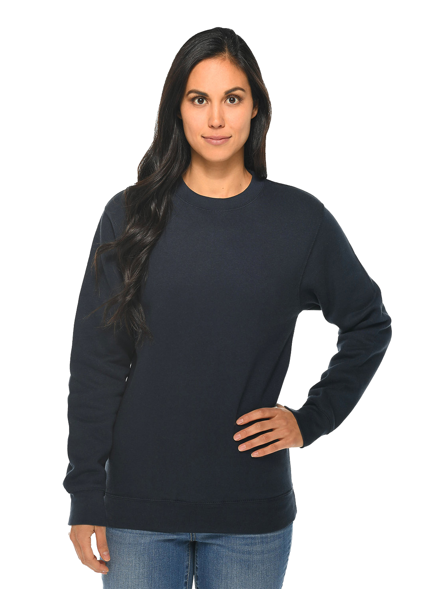 Navy Sweatshirts for Men Womens Sweatshirt Casual Plain Long Sleeve Navy Blue Sweaters for Women and Men - image 2 of 5