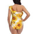 thumbnail image 5 of Sikiie White Marble Pattern Sunflower Print Women One Piece Swimsuits Tummy Control One Shoulder Bathing Suits Ruffle Swimwear, From S to XXL-Medium, 5 of 6