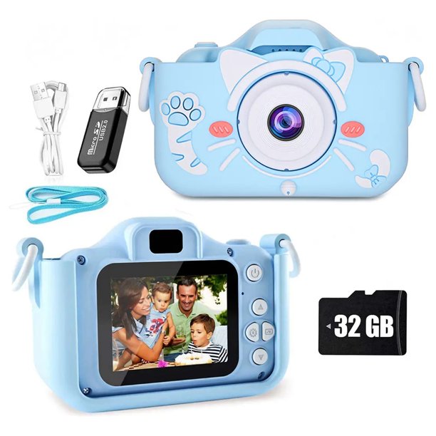 Lawuto Juguete de Cámara Digital Infantil, Graba Video y Toma Fotos con Tarjeta SD, Portátil para Viajes y Aire Libre