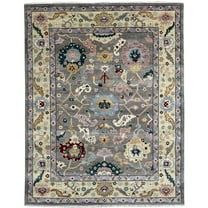 EORC Gray/ Gold Hand Knotted Wool Oriental  Super Grass Rug, 8' x 10'