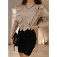 thumbnail image 4 of Women's Ruffle Sweaters Mock Neck Fall Fitted Pullover Sweater Tops, 4 of 5