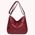 thumbnail image 4 of Bolsa bandolera de PU para mujer bandolera de color sólido multicapa (Rojo) Likrtyny Para Estrenar, 4 of 6