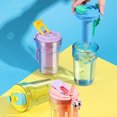 thumbnail image 3 of Ludlz 480ml Cartoon Straw Bottle Tea Room Leak-proof Handle Design Transparent Portable Drinking Water Bottle School Supplies, 3 of 8