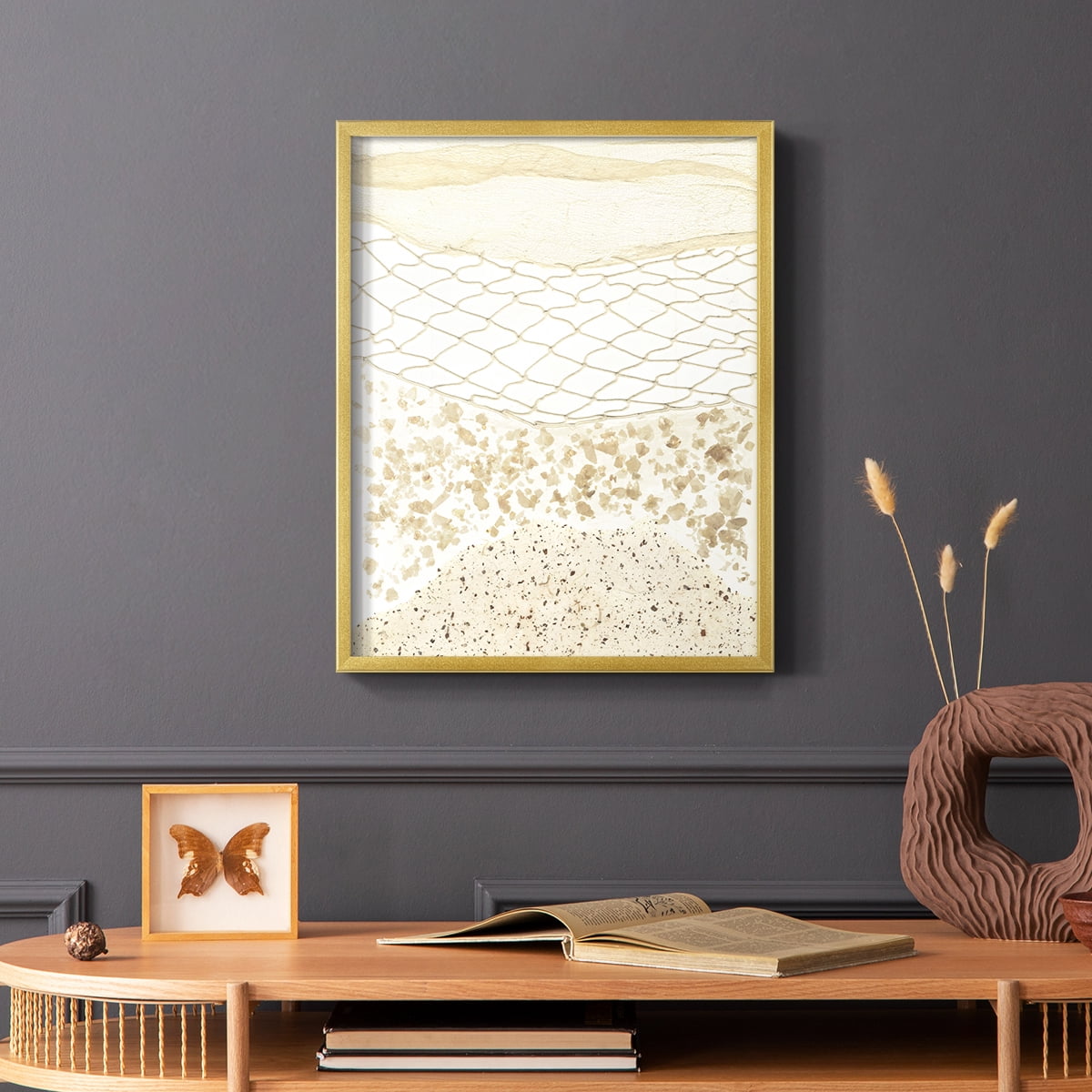Coast Away II Framed Print in Gold Solid Wood Framed Print No Nail Hanging