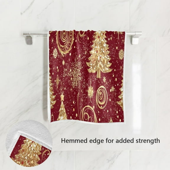 BZSMCE Bath Towel 30 X 15 in Soft Towel Christmas Trees Painting Design Pattern