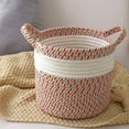 thumbnail image 1 of Cesta de almacenamiento de algodón tejida a mano | Cesta decorativa tejida boho con asas para guardería, ropa, juguetes, libros, lavadero | 7.87"x7.87"x7.87" Multicolor | Caja de cubo de cuerda para, 1 of 6