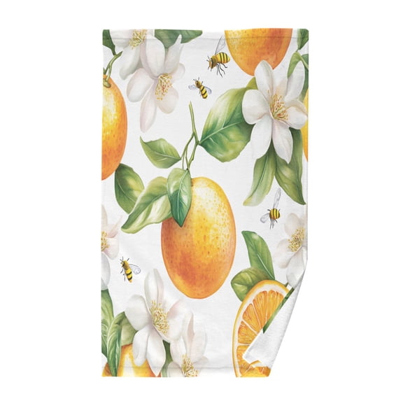 Yayeee 100% Cotton Hand Towels for Bathroom 16" x 28" Soft Absorbent Kitchen Towel, Floral Watercolor Oranges