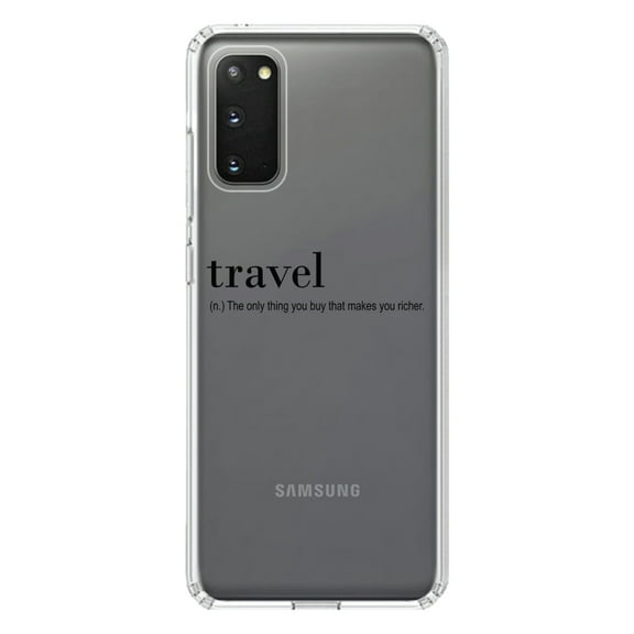 DistinctInk Clear Shockproof Hybrid Case for Galaxy S20 PLUS / 5G (6.7" Screen) - TPU Bumper Acrylic Back Tempered Glass Screen Protector - Travel - Thing to buy that makes you richer