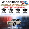 thumbnail image 2 of 2000 Ford Explorer Beam Wiper Blades Wipers w/2yr Warranty (Set of 3) w/Rear Wiper (WiperBladesUSA), 2 of 5