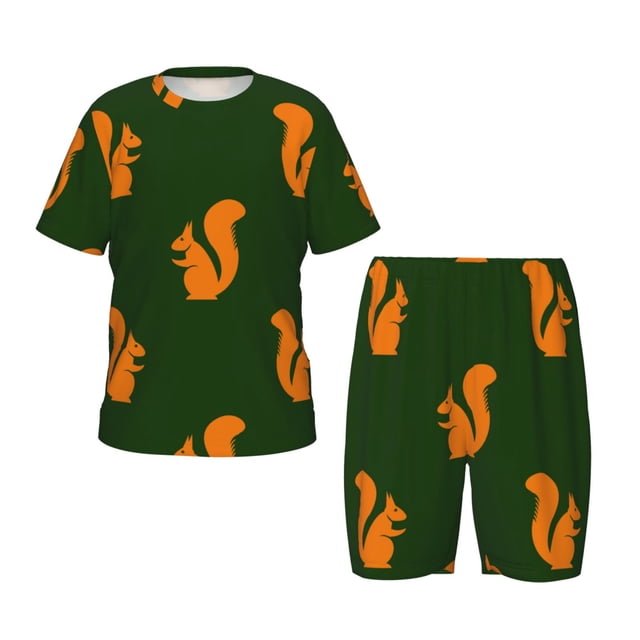Balery Bold Squirrel Silhouettes Conjunto de Pijama Infantil de Manga Corta con Estampado – Ropa de Dormir de Algodón Suave-Medium