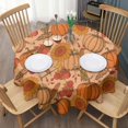thumbnail image 3 of Fall Pumpkins Sunflowers Corn Apples Pattern Round Tablecloth 60" X 60",Wrinkle Wipeable Table Cloth for Kitchen Dining Room Picnic Patio Party, 3 of 6