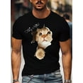 thumbnail image 1 of Camiseta informal de cuello redondo para hombre con estampado elegante, manga corta versátil para deporte de verano y ropa informal., 1 of 7