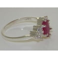 thumbnail image 4 of LBG 925 Sterling Silver Cubic Zirconia and Real Genuine Ruby Womens Anniversary Ring - Size 8, 4 of 5