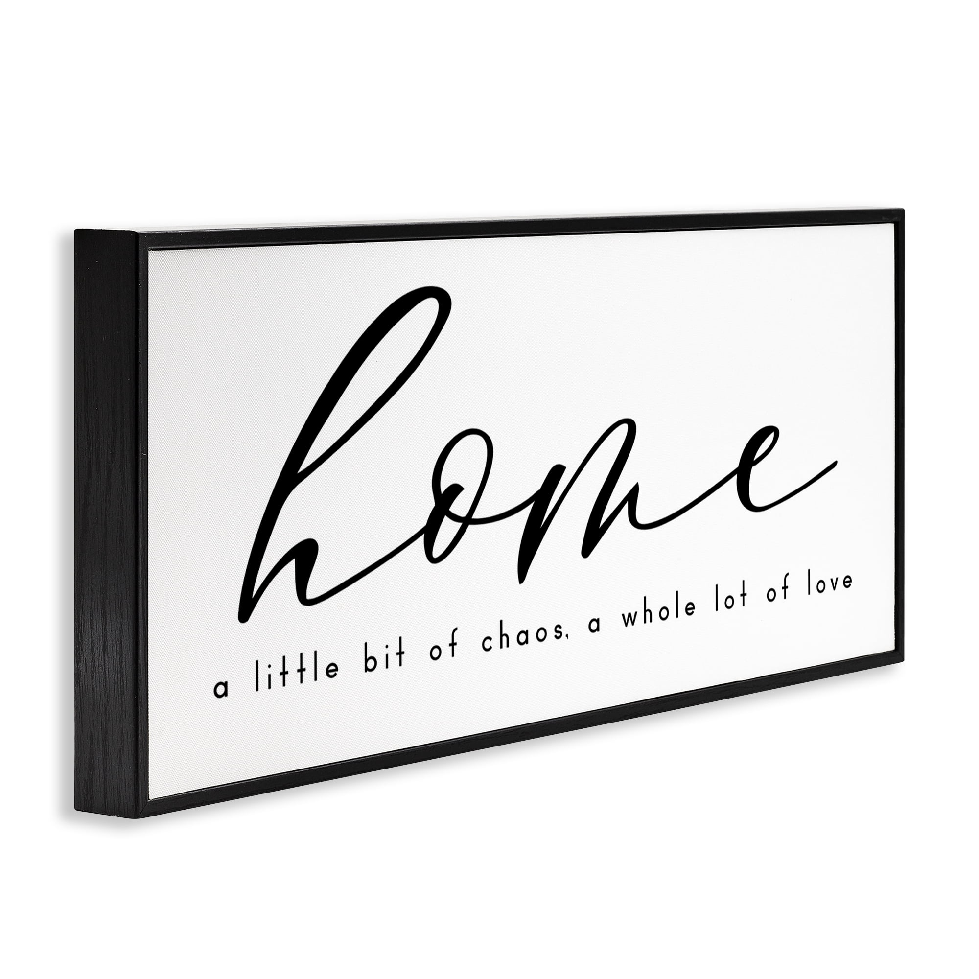 Stupell Industries Chaos & Love Phrase Typography Painting Black Framed Art Print Wall Art, 24 x 10