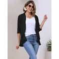 thumbnail image 3 of DARING DIVA Womens Open Front 3/4 Sleeve Draped Ruffles Eyelet Cardigans XL Black, 3 of 6