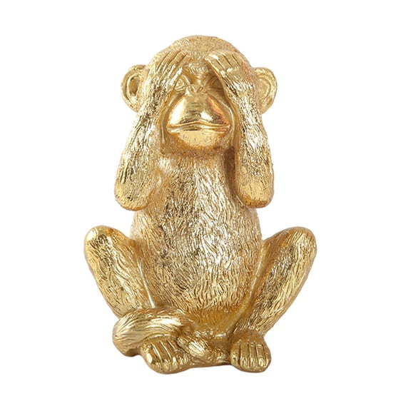 Monkey Figurines, Home Decoration Chinese Style Animal Statues, Table Resin Crafts, Indoor Sculpture Ornaments , See No Evil