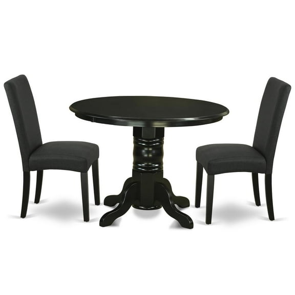 East West Furniture Shelton 3-piece Wood Dining Set in Black