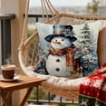 thumbnail image 4 of Christmas Snowman Pillowcase 18x18 in – Soft Linen Decorative Cushion Cover for Sofa, Bed, Winter Holiday Home Decor, 4 of 5