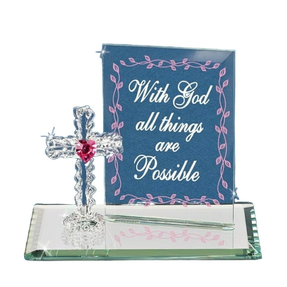Glass Baron "With God, All Things are Possible" Plaque and Cross