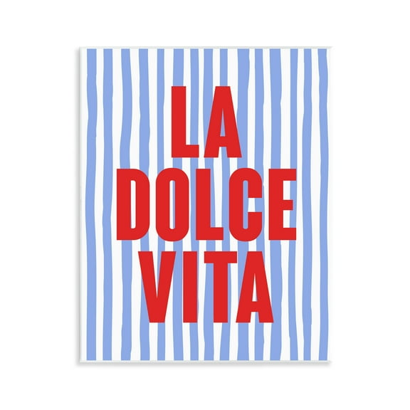 Stupell Industries La Dolce Vita on Blue Text & Numbers Painting Unframed Art Print Wall Art, 11 x 14